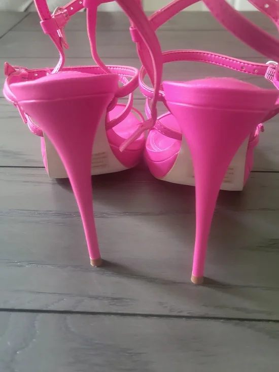 Steve Madden Hot Pink Multi-Strap Stiletto Sandals Shoes 7.5 - Picture 4 of 5